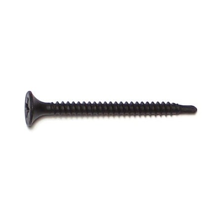 Midwest Fastener Self-Drilling Screw, #6 x 1-5/8 in, Black Phosphate Steel Flat Head Phillips Drive, 5000 PK 08003